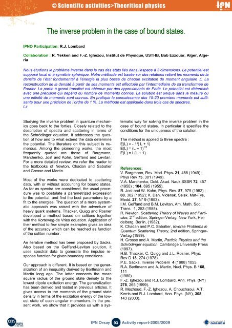 exotic nuclei structure and reaction noyaux exotiques ... - IPN - IN2P3