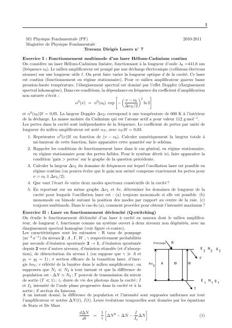 1 M1 Physique Fondamentale (PF) 2010-2011 Magist`ere de ... - IPN