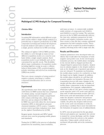 Multisignal LC/MS Analysis for Compound ... - Agilent Technologies