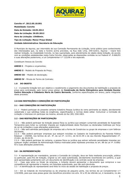 edital - ConstruÃ§Ã£o de Horta HidropÃ´nica - TCM-CE