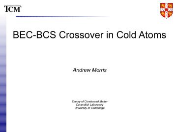BEC-BCS Crossover in Cold Atoms - Theory of Condensed Matter ...