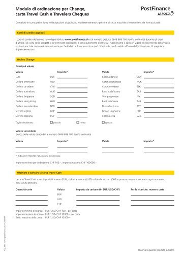 Modulo di ordinazione (PDF) - Postfinance