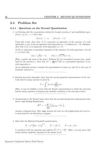 Problem Set II - Theory of Condensed Matter