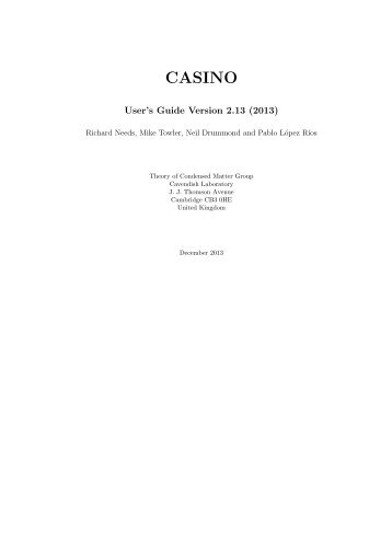 CASINO manual - Theory of Condensed Matter