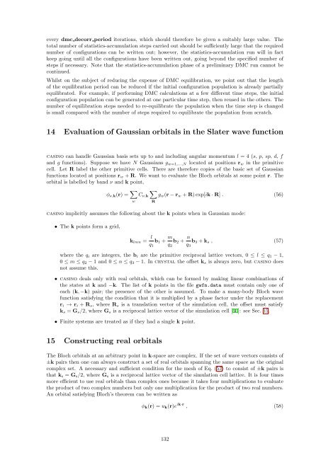 CASINO manual - Theory of Condensed Matter