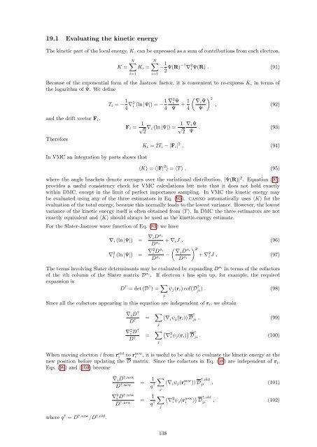 CASINO manual - Theory of Condensed Matter