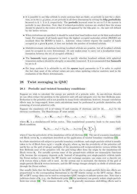 CASINO manual - Theory of Condensed Matter