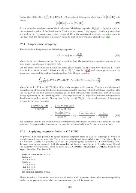 CASINO manual - Theory of Condensed Matter