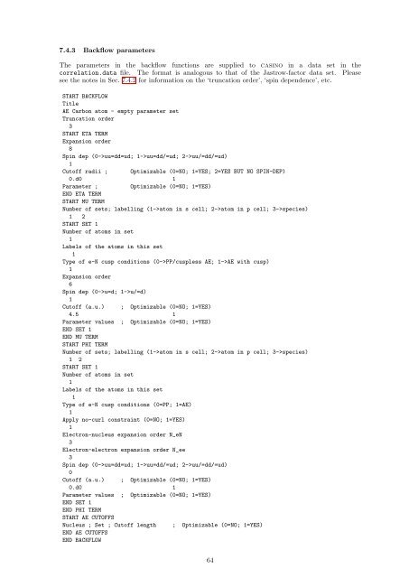 CASINO manual - Theory of Condensed Matter