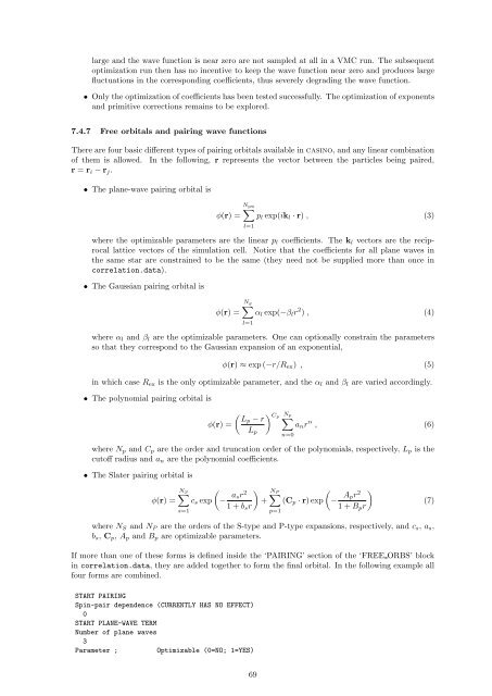 CASINO manual - Theory of Condensed Matter