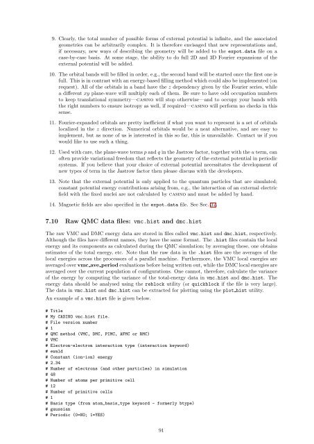 CASINO manual - Theory of Condensed Matter