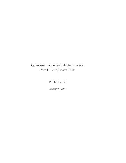 Handout Chapters 1-11 (pdf) (revised) - Theory of Condensed Matter