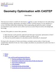 Geometry Optimisation with CASTEP