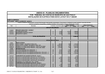 anexo iii - planilha orÃ§amentÃ¡ria - Tribunal de Contas do MunicÃ­pio ...