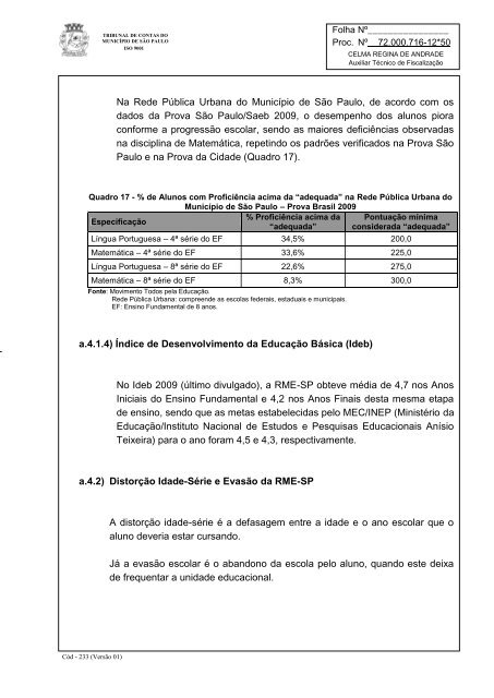 RelatÃ³rio Anual de FiscalizaÃ§Ã£o - Tribunal de Contas do MunicÃ­pio ...