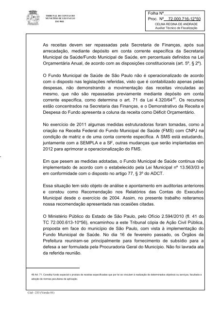 RelatÃ³rio Anual de FiscalizaÃ§Ã£o - Tribunal de Contas do MunicÃ­pio ...