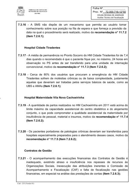 RelatÃ³rio Anual de FiscalizaÃ§Ã£o - Tribunal de Contas do MunicÃ­pio ...