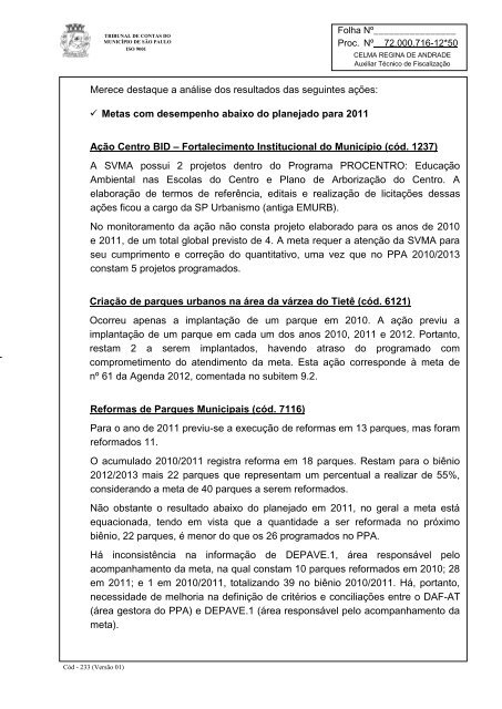 RelatÃ³rio Anual de FiscalizaÃ§Ã£o - Tribunal de Contas do MunicÃ­pio ...