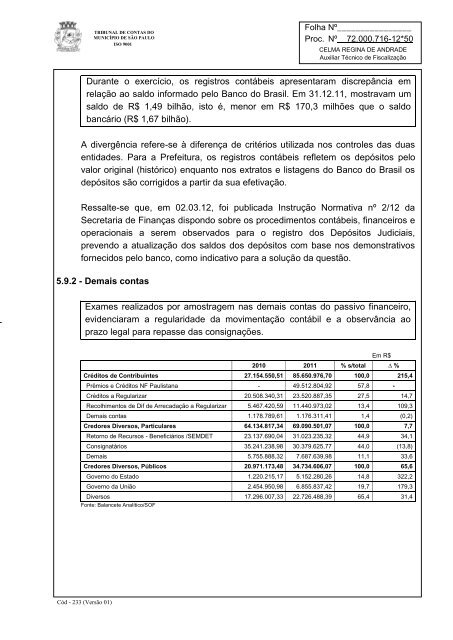 RelatÃ³rio Anual de FiscalizaÃ§Ã£o - Tribunal de Contas do MunicÃ­pio ...