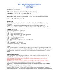 PHY 306, Mathematical Physics Course Syllabus Fall 2012