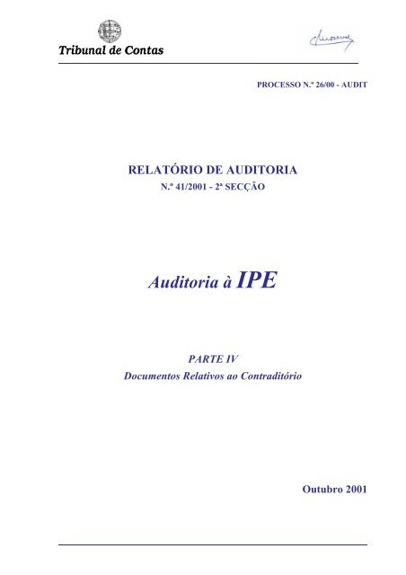 Auditoria Ã IPE - Tribunal de Contas