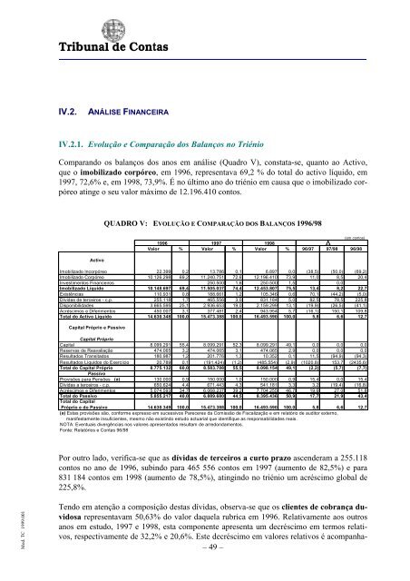 SÃNTESE DAS CONCLUSÃES E RECOMENDAÃÃES - Tribunal de ...