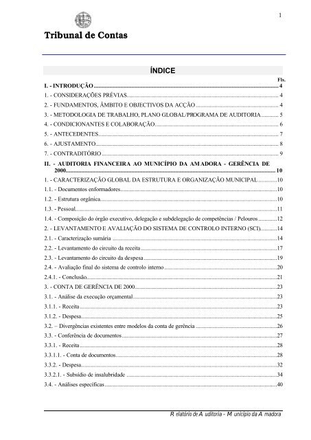 RelatÃ³rio de Auditoria nÂº 1/2003 - Tribunal de Contas