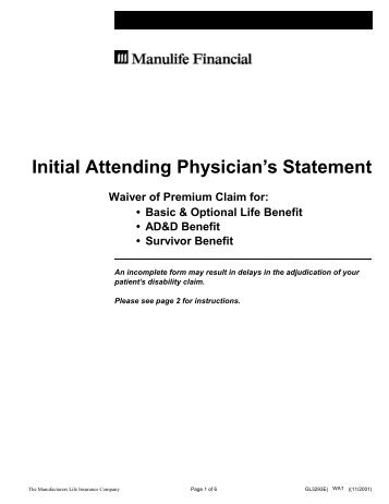 Initial Attending Physician's Statement