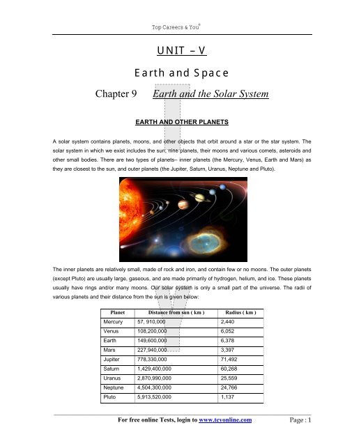 Unit V Earth And Space Chapter 9 Earth And The