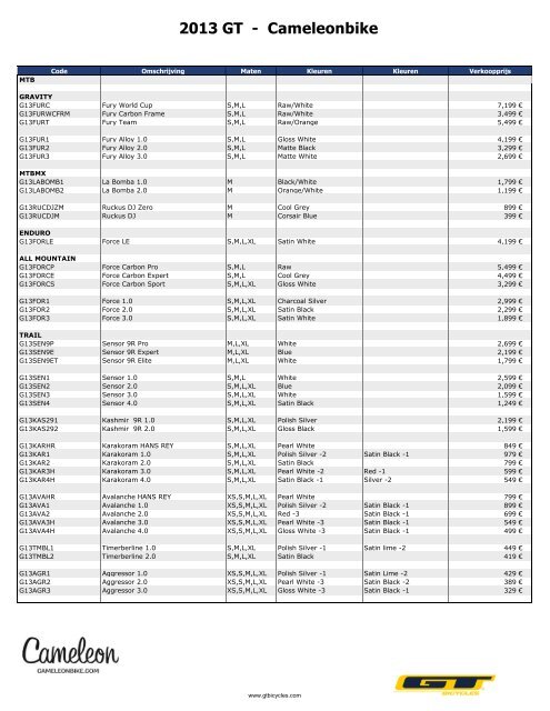 2013 GT Cameleonbike â Cameleon bike