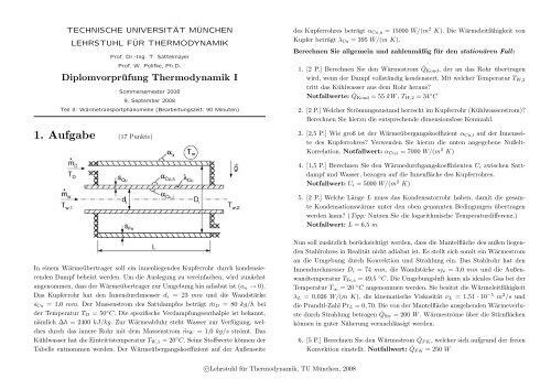 Sommersemester 2008 - Lehrstuhl fÃ¼r Thermodynamik - Technische ...