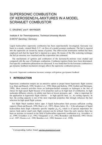 supersonic combustion of kerosene/h2-mixtures in a model scramjet