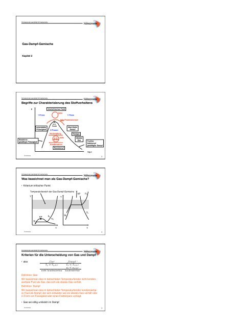 Kapitel 2 (Gas-Dampf-Gemische) - Technische UniversitÃ¤t MÃ¼nchen