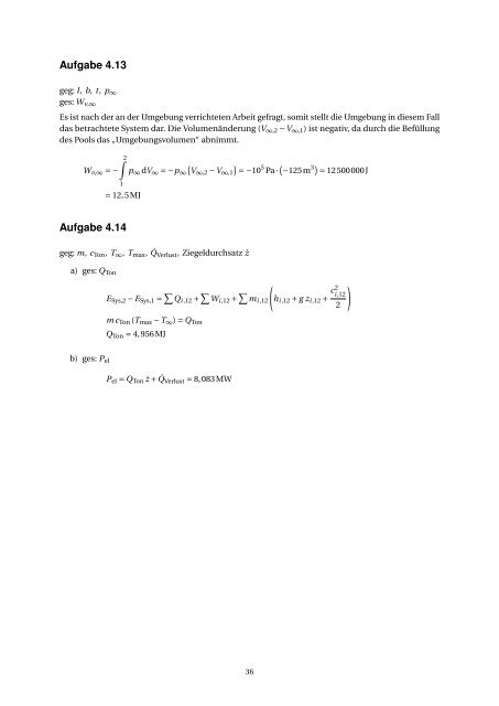 8. Übungsblatt - Lehrstuhl für Thermodynamik - Technische ...