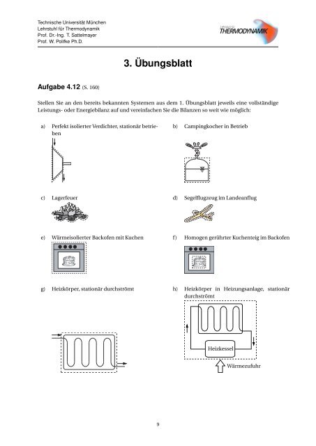 8. Übungsblatt - Lehrstuhl für Thermodynamik - Technische ...