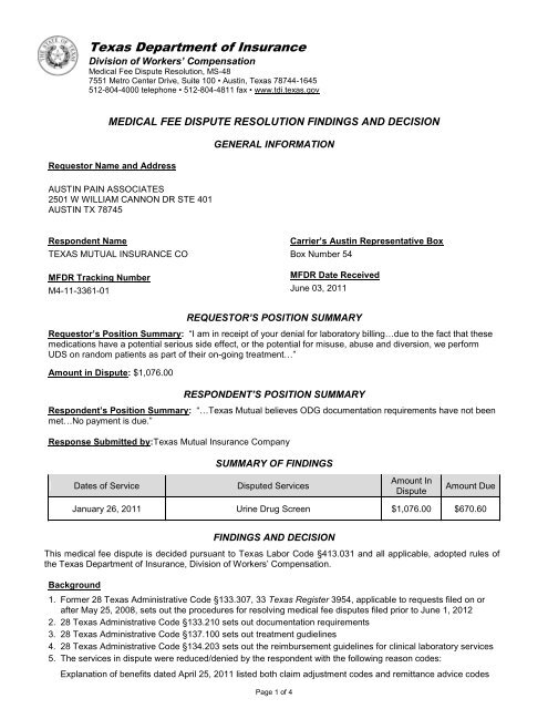 Division Of Workers Compensation Letter Texas Department Of