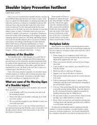 Shoulder Injury Prevention FactSheet - Texas Department of Insurance