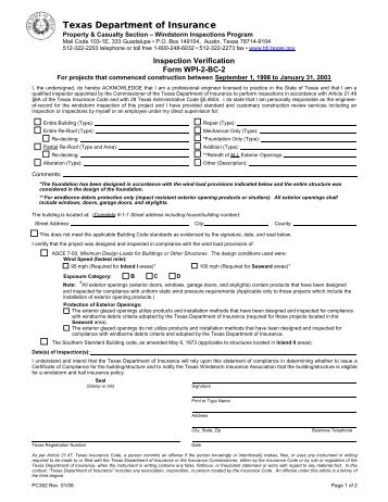 Inspection Verification Form - Texas Department of Insurance ...