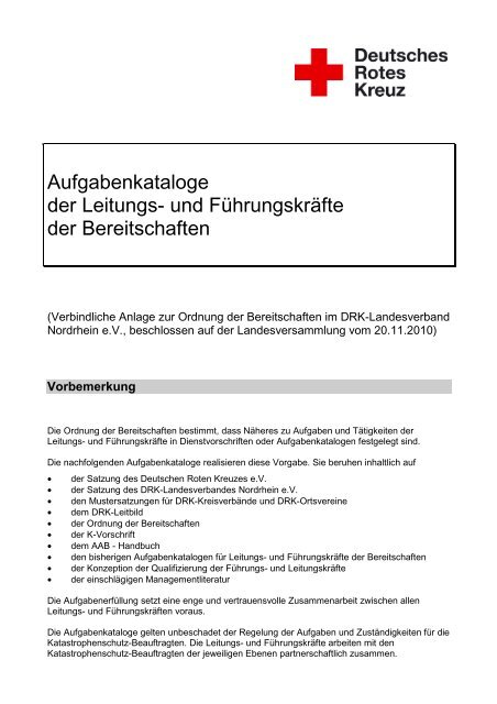 Aufgabenkatalog für Fachdienstbeauftragte - Landesverband ...