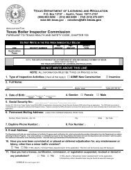 Texas Boiler Inspector Commission - Texas Department of Licensing ...