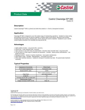 Product Data Product Data - Castrol TDS