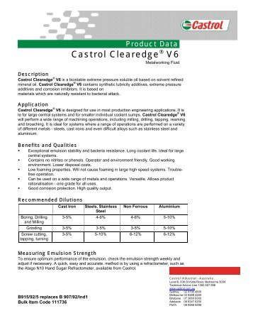 Castrol ClearedgeÂ® V6 - Castrol TDS