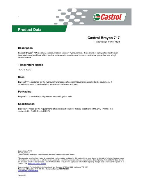 Product Data - Castrol TDS