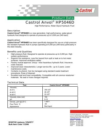 Anvol HP5046D B1607/02 - Castrol TDS
