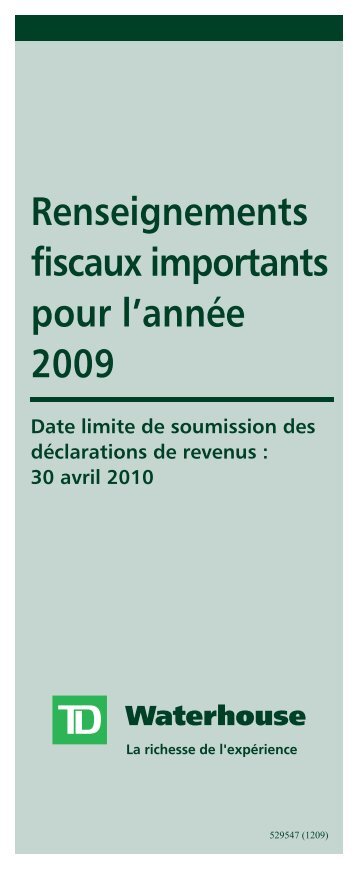 Renseignements fiscaux importants pour l'année ... - TD Waterhouse