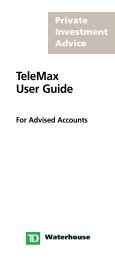 TeleMax User Guide - TD Waterhouse
