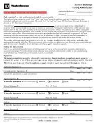 TD Waterhouse Discount Brokerage Trading Authorization Form