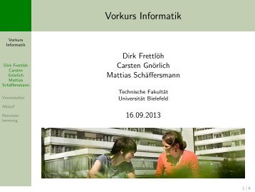 Vorkurs Informatik - Technische Fakultät - Universität Bielefeld