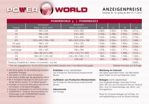 Mediadaten POWERWORLD - TechTex Verlag
