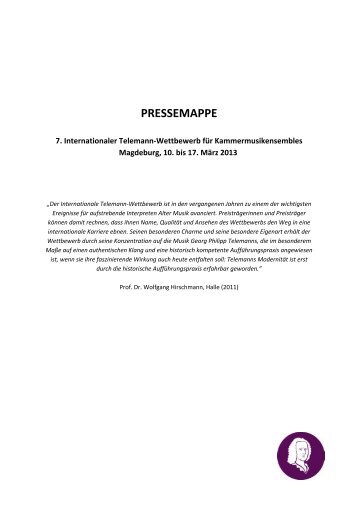 Ausführliche Pressemappe zum 7. Internationalen Telemann